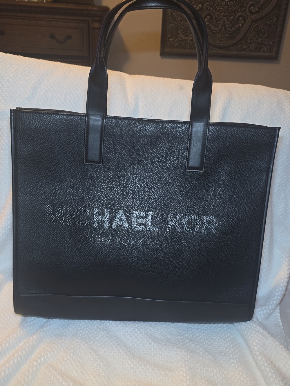 Michael Kors Black Leather Logo Tote Briefcase